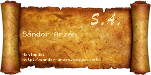 Sándor Arzén névjegykártya